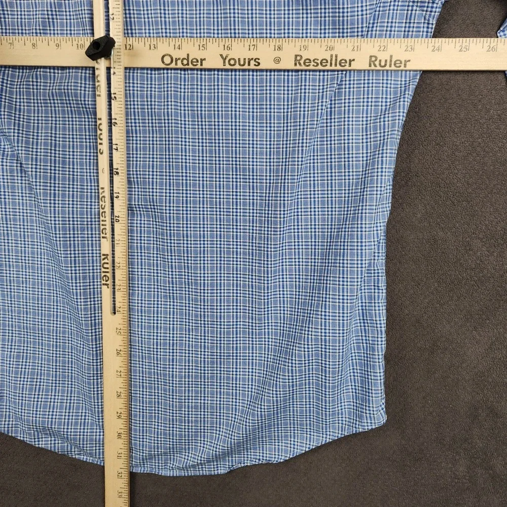 Polo Ralph Lauren Shirt Mens Large Blue Plaid Classic Fit Cotton Stretch Button